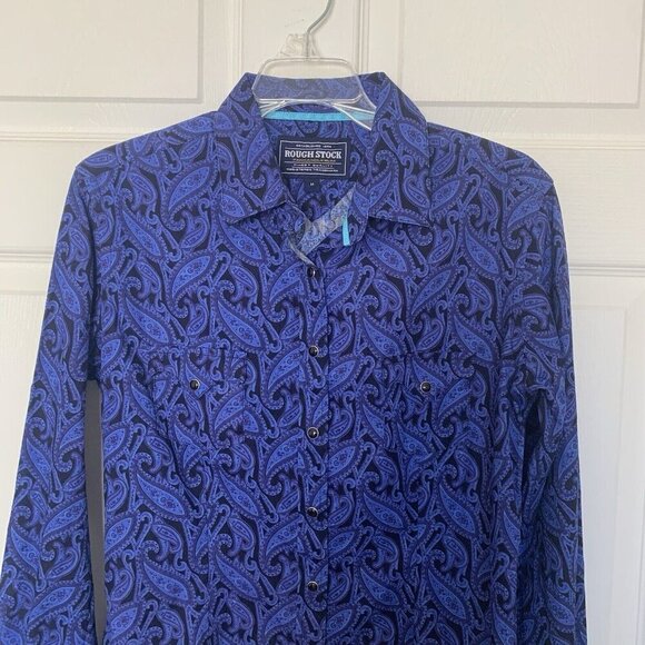 Panhandle Rough Stock Men's Medium Slim Pasiley Long Sleeve Snap Shirt - Picture 2 of 10